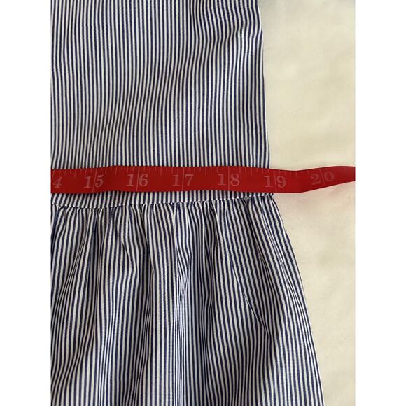 New English Factory 100% Cotton Long Sleeve Blue White Pinstripe Dress Girls 14 - Picture 8 of 10